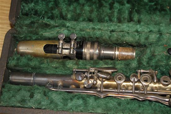 A Gladiator silver plated clarinet, cased